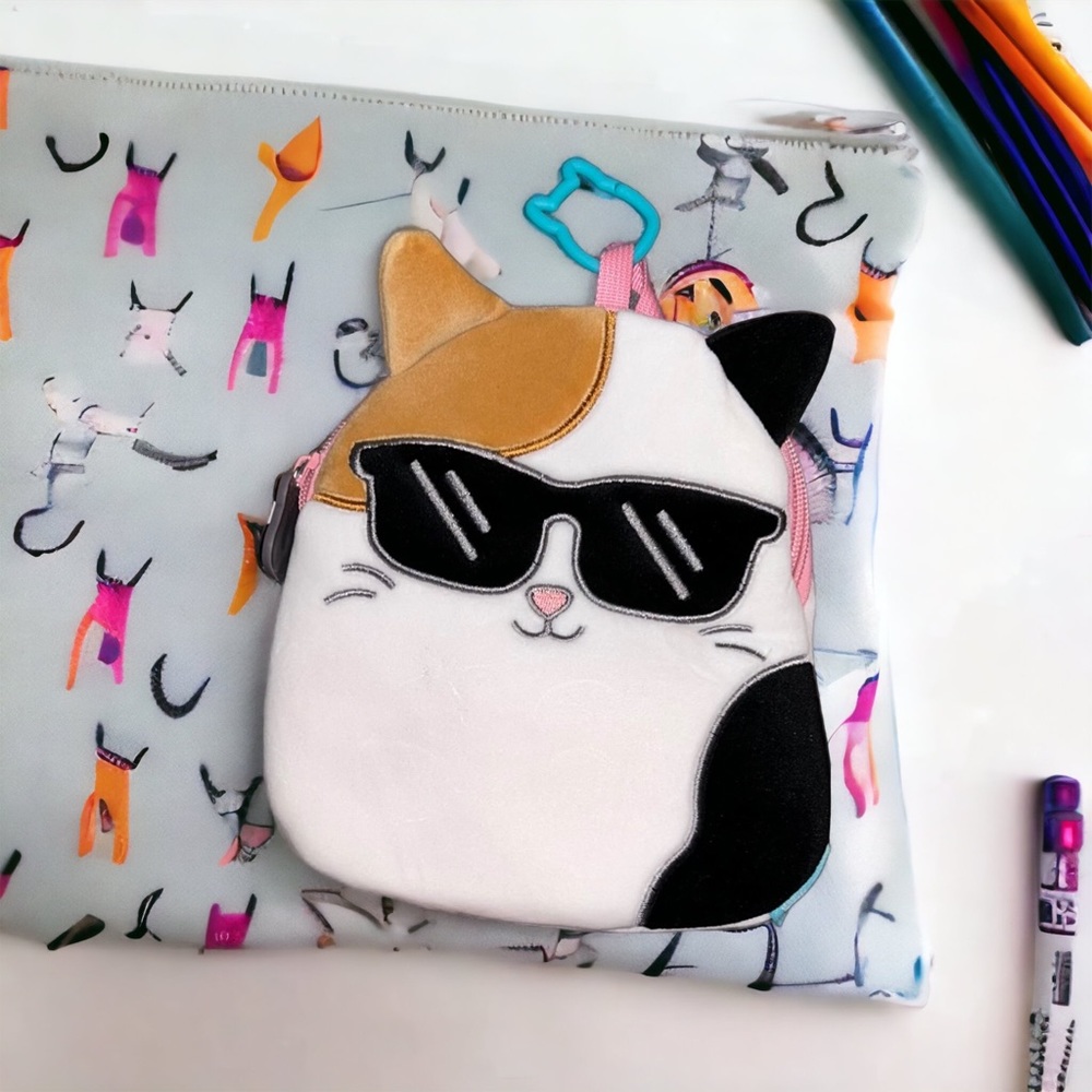 Cam the Cat Design Squishmallow Pouch w/ Clip